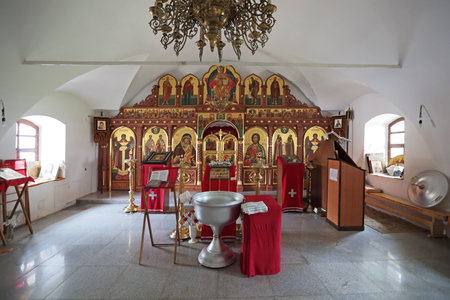 The interior of the Church of the saints of the venerable Zosima and Savvaty, Solovetsky miracle workers in Tweetah. Yaroslavl, Russiaのeditorial素材