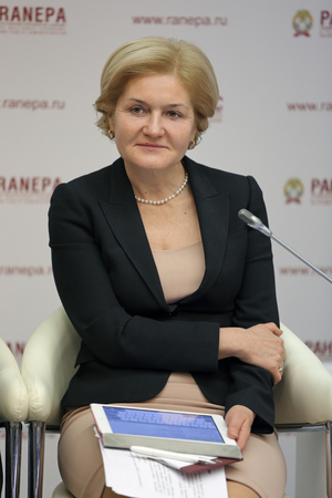 MOSCOW, RUSSIA - JAN 12, 2017: Olga Golodets, Deputy Prime Minister of the Russian Federation at the Gaidar Forum 2017のeditorial素材