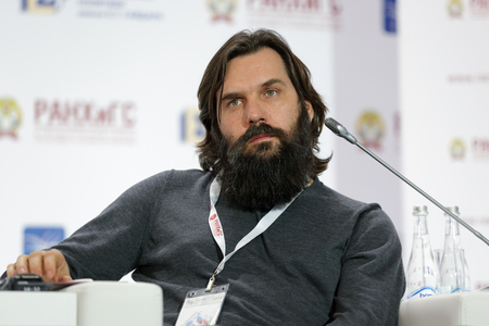 MOSCOW, RUSSIA - JAN 16, 2018: Alexey Vasilievich Vasilchuk - Russian restaurateur, Co-Owner, RESTart Holding at the Gaidar Forum 2018のeditorial素材
