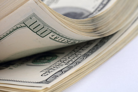 Pack of 100 dollar billsの写真素材