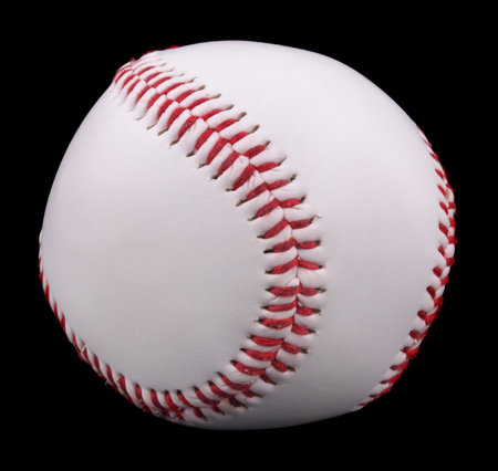 Baseball ball. isolated on black backgroundの写真素材