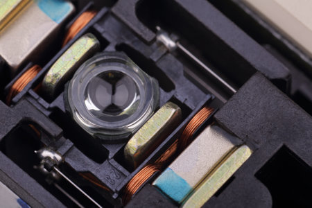 The laser of the CD-ROM drive, close-upの写真素材