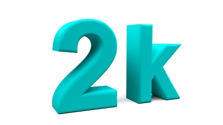 3D rendering of 2k text in big letters on a white background.の写真素材