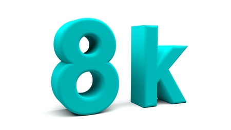 3D rendering of 8k text in big letters on a white background.の写真素材