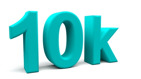 3D rendering of 10k text in big letters on a white background.の写真素材