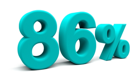 3D percents text, with big fonts isolated on white background. 3D rendering.の写真素材