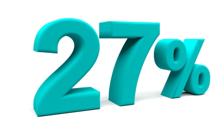 Twenty seven percents 3D text, with big fonts isolated on white background. 3D rendering.の写真素材