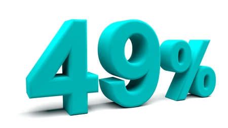Forty nine percents 3D text, with big fonts isolated on white background. 3D rendering.の写真素材