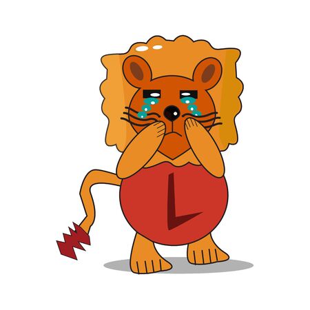 Lion mascot vector crying like a childのイラスト素材
