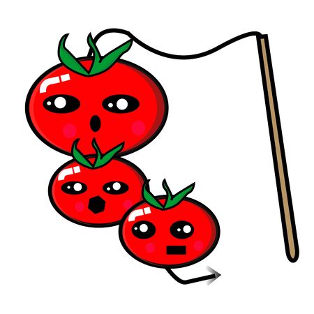 cute tomato mascot vector red colorのイラスト素材