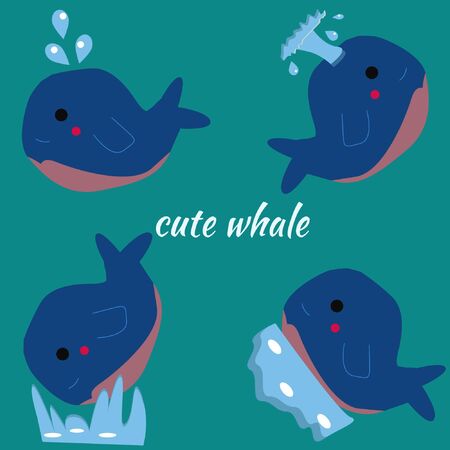 blue whale with 4 movementsのイラスト素材