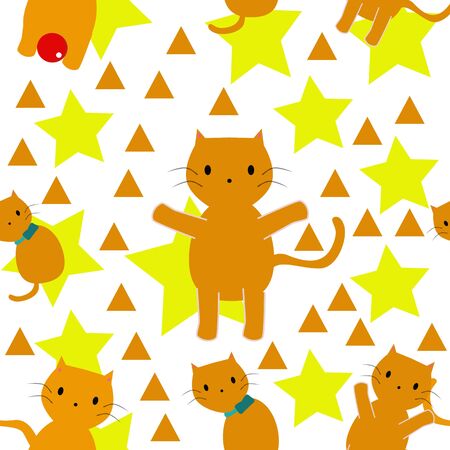 Funny cats seamless pattern vectorのイラスト素材