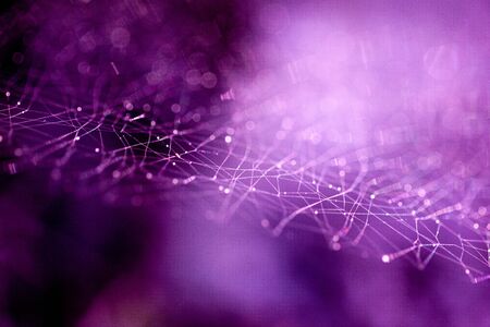 Abstract background image with connection of dots on a colorful background - purpleの写真素材