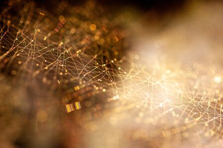 Abstract background image with connection of dots on a colorful background - orangeの写真素材