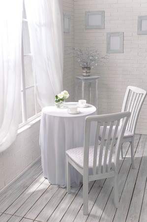 Interior with window and bright daylightの写真素材