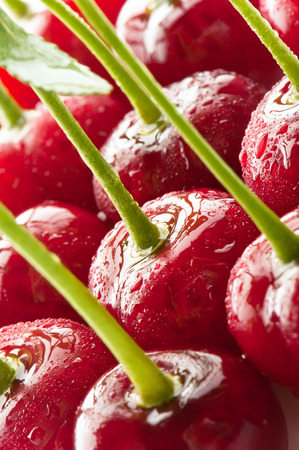 Ripe sweet cherry closeupの写真素材