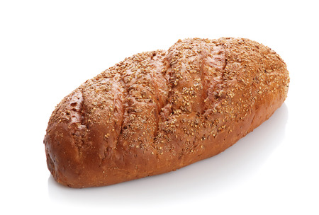 Bread with sesame on a white backgroundの写真素材