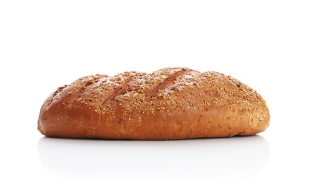 Bread with sesame on a white backgroundの写真素材