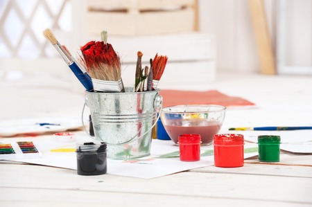 Art workshop equipmentsの写真素材