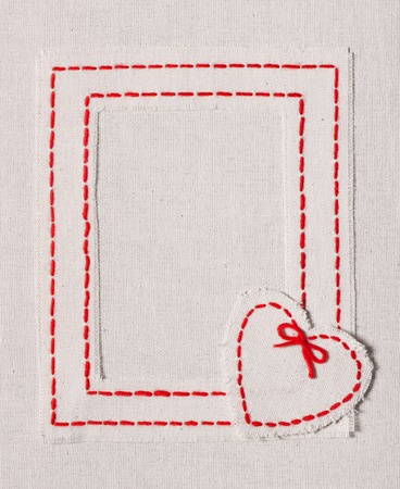 Embroidered symbols on a fabricの写真素材