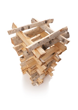 The logs of fire wood isolated on whiteの写真素材