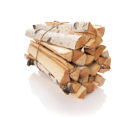The logs of fire wood isolated on whiteの写真素材