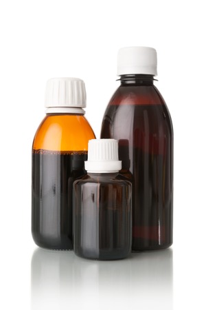 Medical bottles isolated on whiteの写真素材
