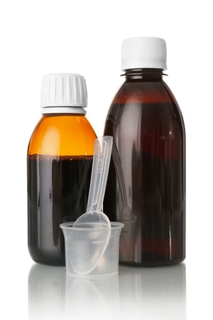 Medical bottles isolated on whiteの写真素材