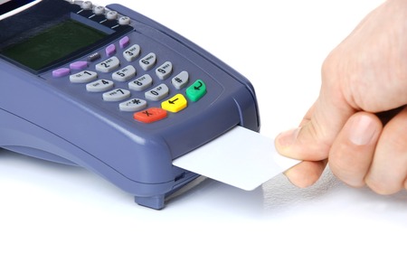 Payment on a credit card through the terminalの写真素材