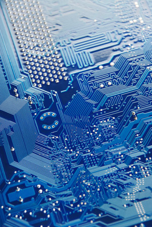 Close-up of the electronic system board, motherboard