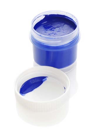 Gouache in jar, isolated on whiteの写真素材
