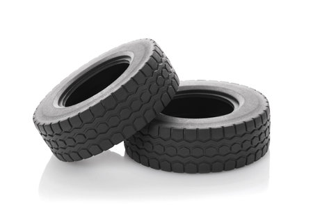 Rubber from an automobile wheel on a white background