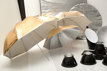 Equipment of studio by various photographic equipmentの写真素材