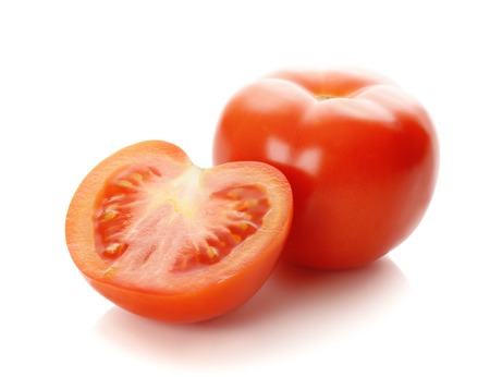 The red tomato isolated on whiteの写真素材