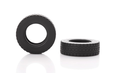 Rubber from an automobile wheel on a white backgroundの写真素材