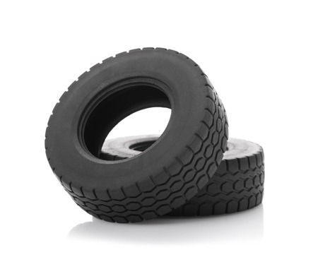 Rubber from an automobile wheel on a white backgroundの写真素材
