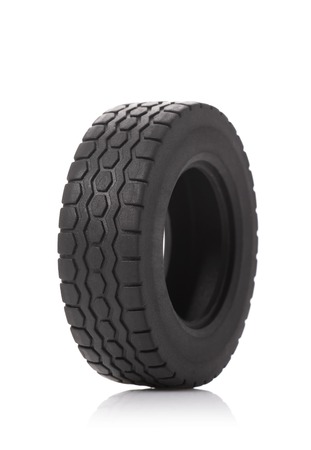 Rubber from an automobile wheel on a white backgroundの写真素材