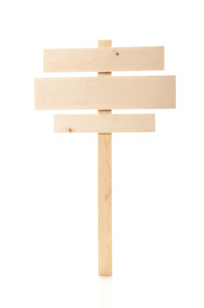 Wooden information index isolated on whiteの写真素材