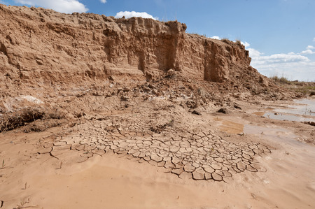Clay quarry abandoned and dead from the summer heatの写真素材