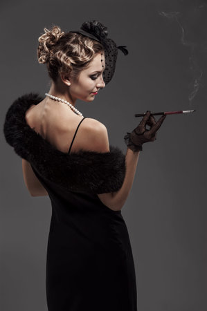 Portrait of a young girl in retro style
