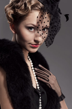 Portrait of a young girl in retro style
