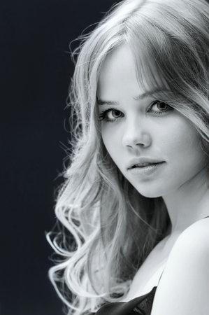 Portrait of a beautiful young girl on a white 