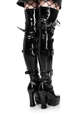 Boots in Gothic style isolated on whiteの写真素材