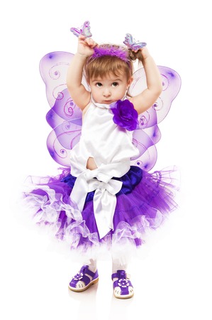 Beautiful little girl dressed as a butterflyの写真素材