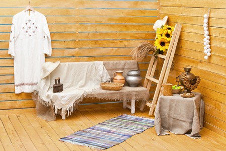Rural stage-property and set-design in a photographic studioの写真素材