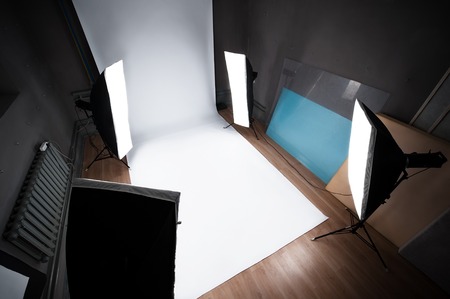 Interior and the equipment of a photographic studio ready for realization of photosession.の写真素材