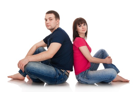 Man and the woman on a white backgroundの写真素材