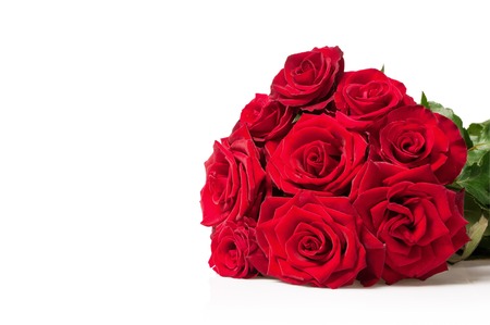 Bouquet of red roses on a white backgroundの写真素材