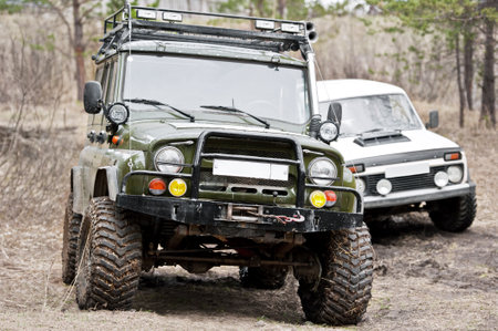 Extreme offroad car at competitions in mudのeditorial素材