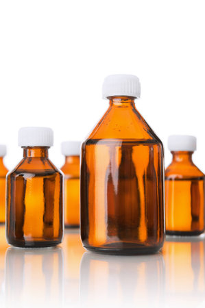Medical bottles  isolated on whiteの写真素材